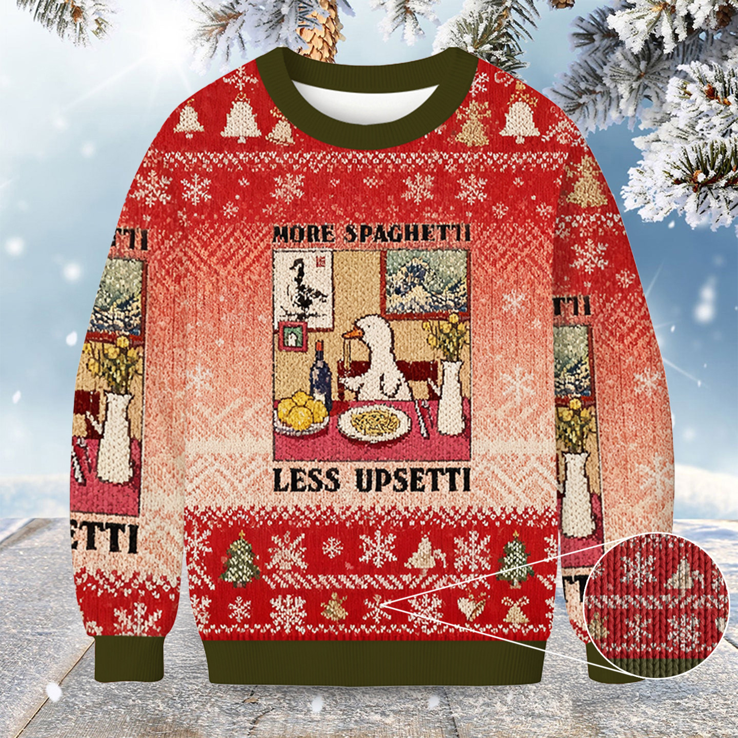 Goose More Spaghetti Less Upsetti Christmas Ugly Sweater Animal Themed Christmas Gift