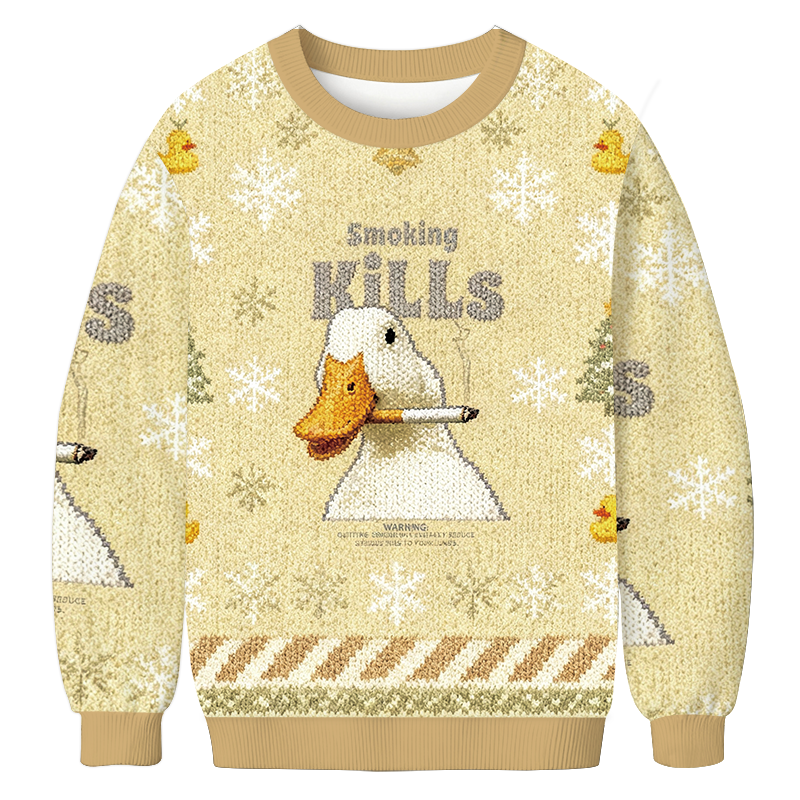 Goose Smoking Funny Meme Christmas Ugly Sweatshirt Funny Xmas Party Outfit Gift Ideas