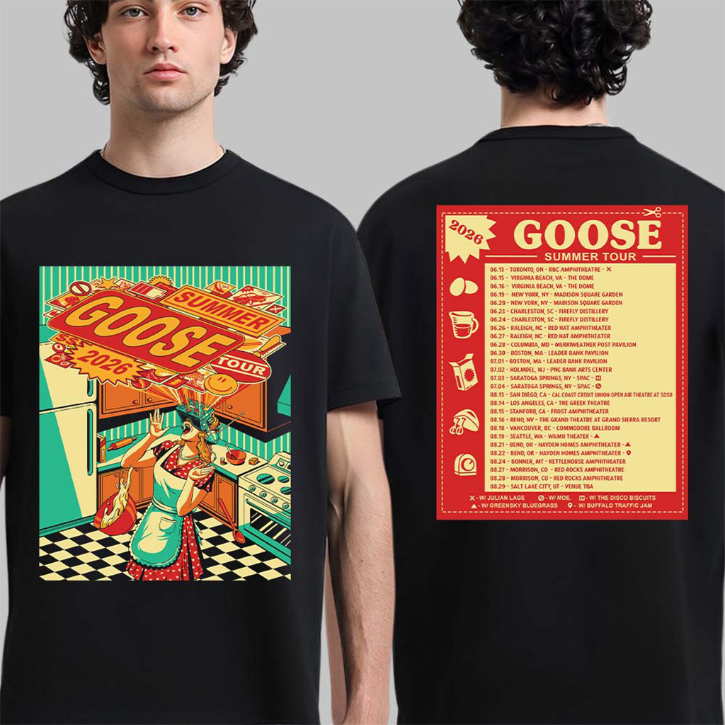 Goose Summer Tour 2026 North America City Dates Two Sided T-Shirt Rock Band Goose Merch