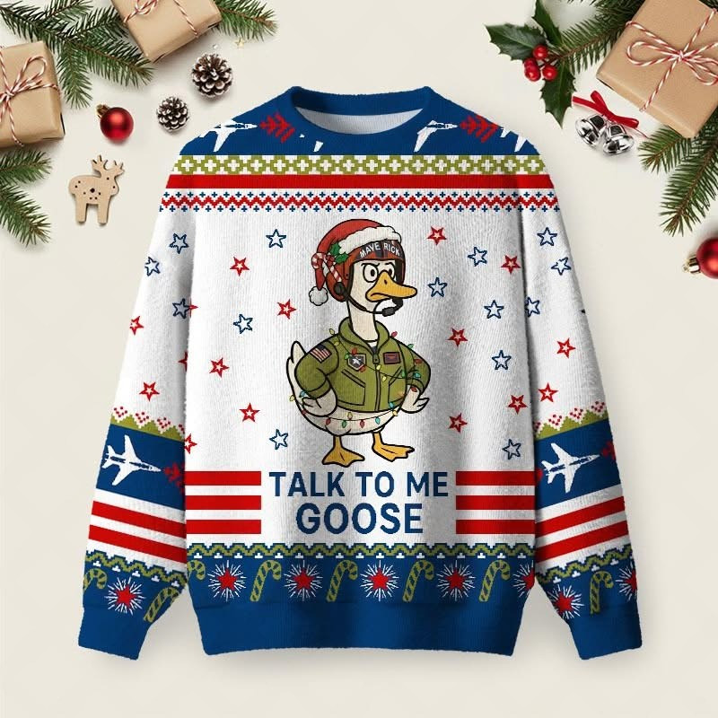 Goose Talk To Me Christmas Ugly Sweater Funny Pilot Xmas Jumper Movie Lover Gift Goose Talk To Me Christmas Ugly Sweater Funny Pilot Xmas Jumper Movie Lover Gift