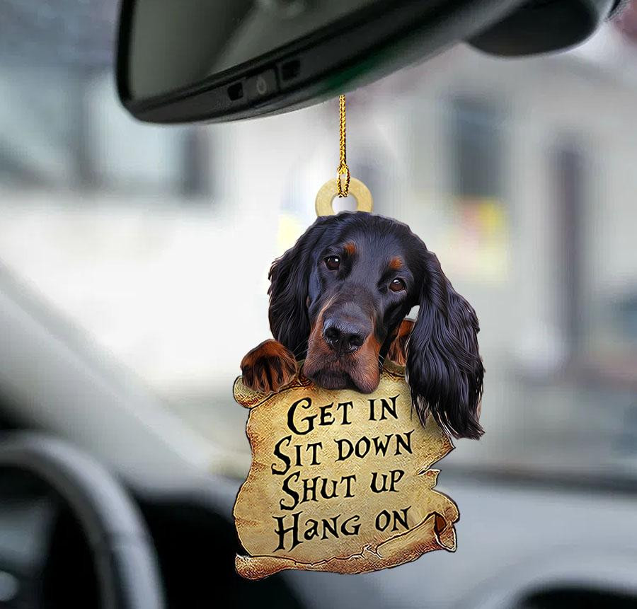Gordon Setter get in two sided ornament Black Dog Funny Car Hanging Ornaments