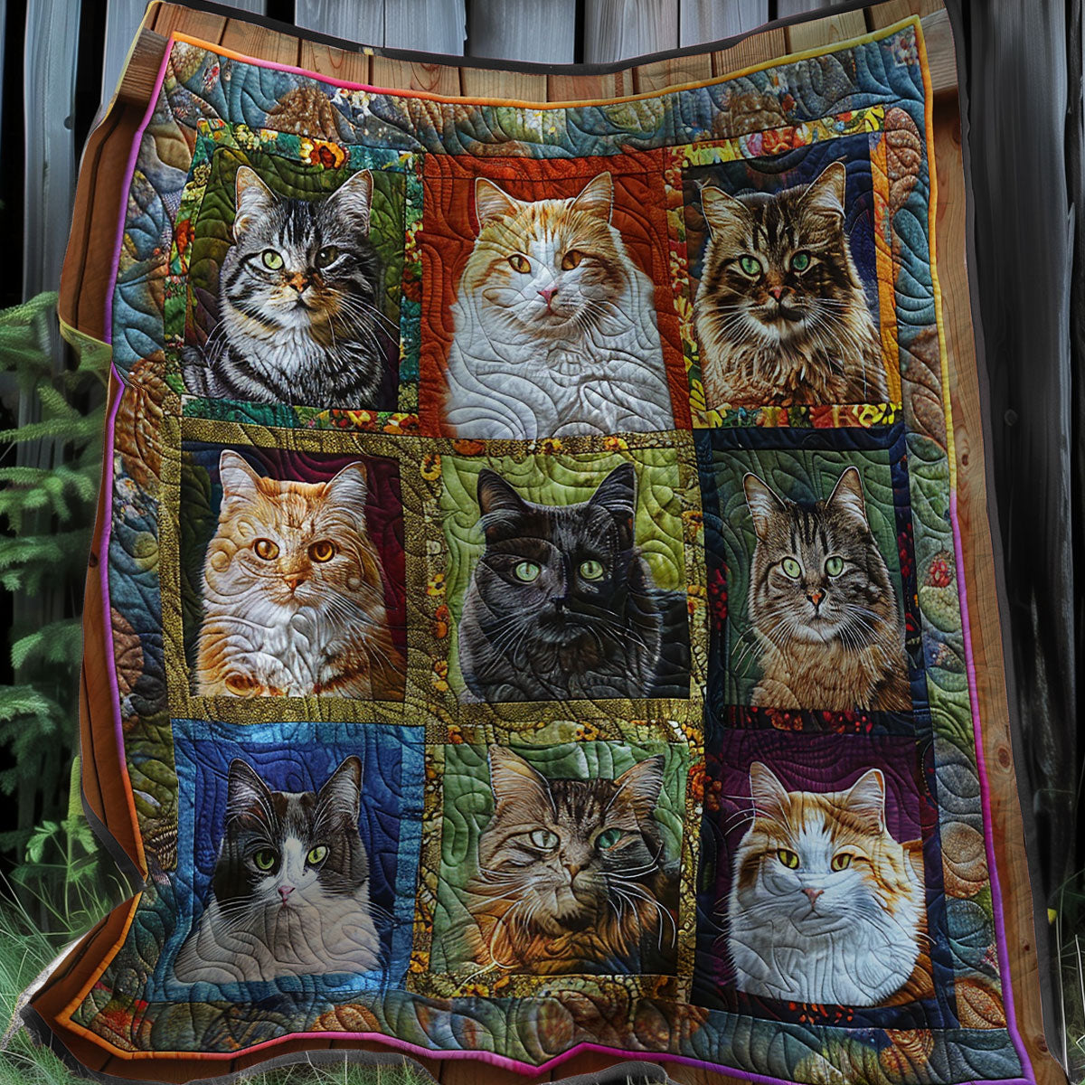 Gorgeous Cats Quilt Blanket Queen Size Blanket Best Holiday Gifts 2025