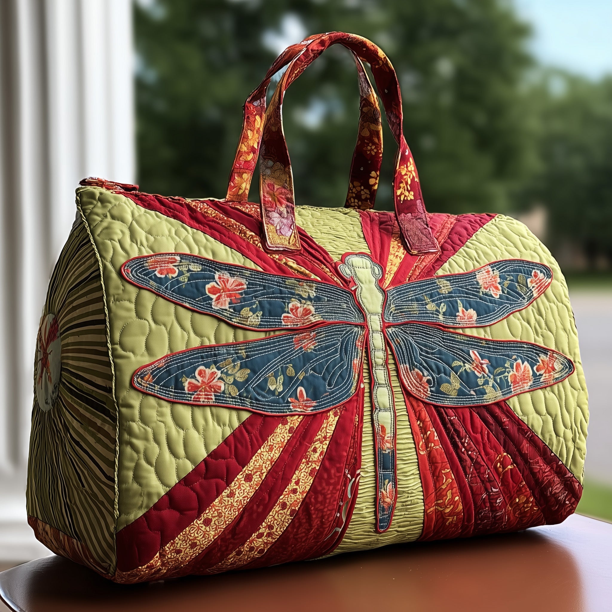 Gorgeous Dragonfly Quilted Duffle Bag Durable And Lightweight