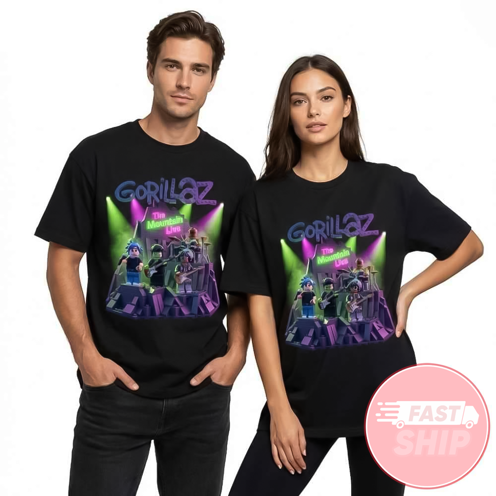Gorillaz The Mountain Live February 22 2026 Hollywood Palladium Los Angeles CA Concert Lego Artwork T-Shirt Black Gorillaz The Mountain Live February 22 2026 Hollywood Palladium Los Angeles CA Concert Lego Artwork T-Shirt Black