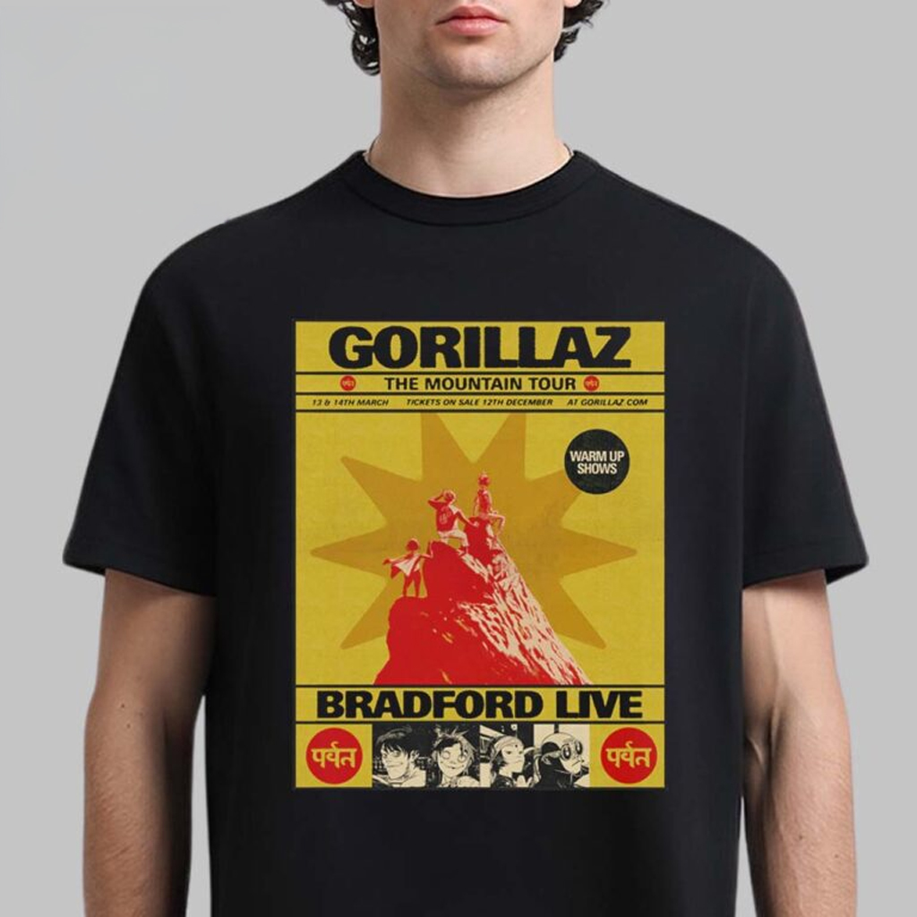 Gorillaz The Mountain Tour Warm Up Shows 2026 Bradford Live On 13 and 14 March 2026 T-Shirt Gorillaz The Mountain Tour Warm Up Shows 2026 Bradford Live On 13 and 14 March 2026 T-Shirt