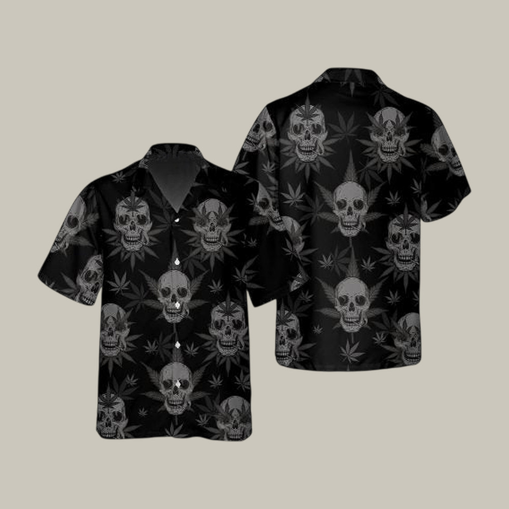 Goth Skull Weed Skull Hawaiian Shirt Haunted Skeleton Graphic Tee Unique Gift For Him