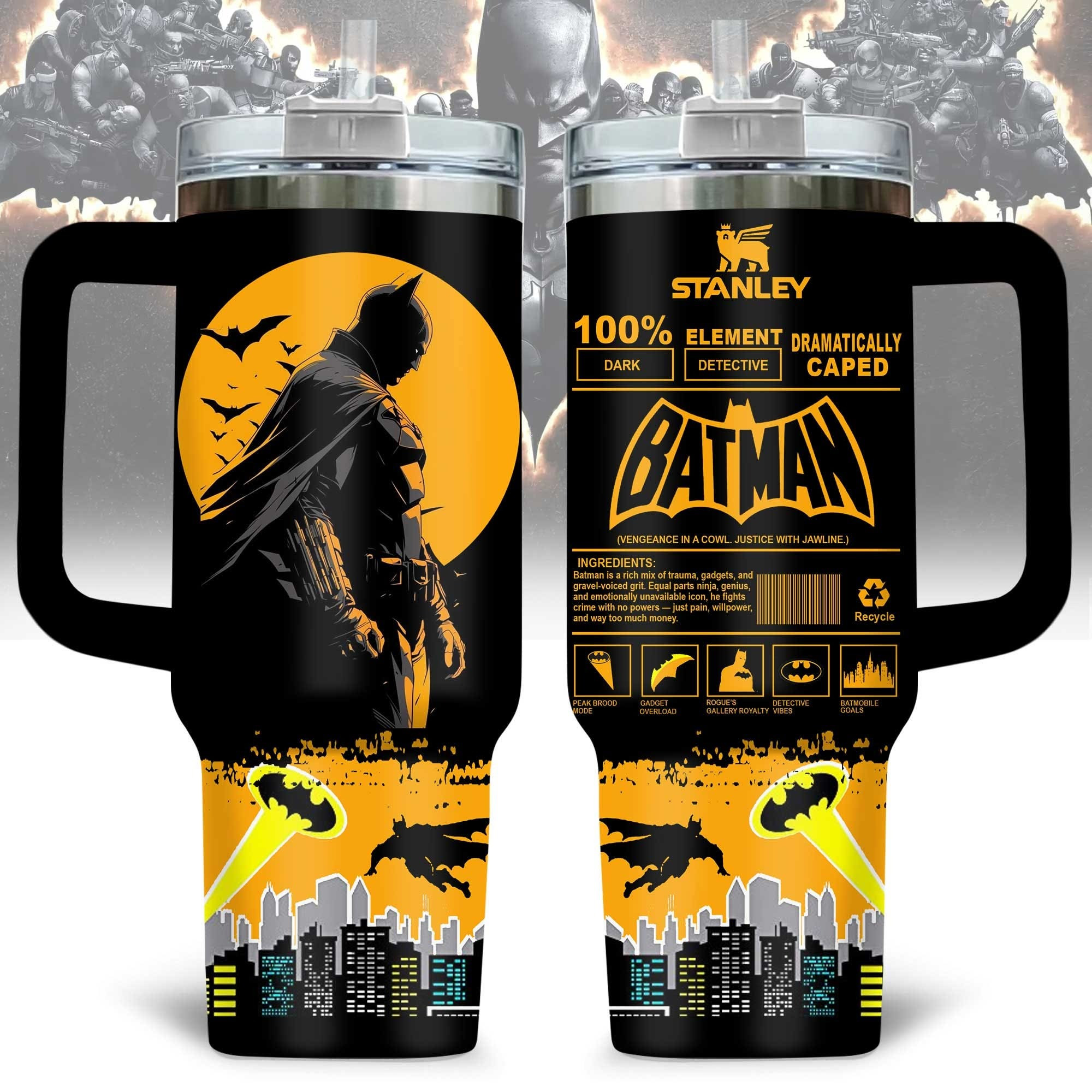 Gotham Batman Stanley Tumbler Merchandise Best Gifts For Batman Lovers Fans Father's Day