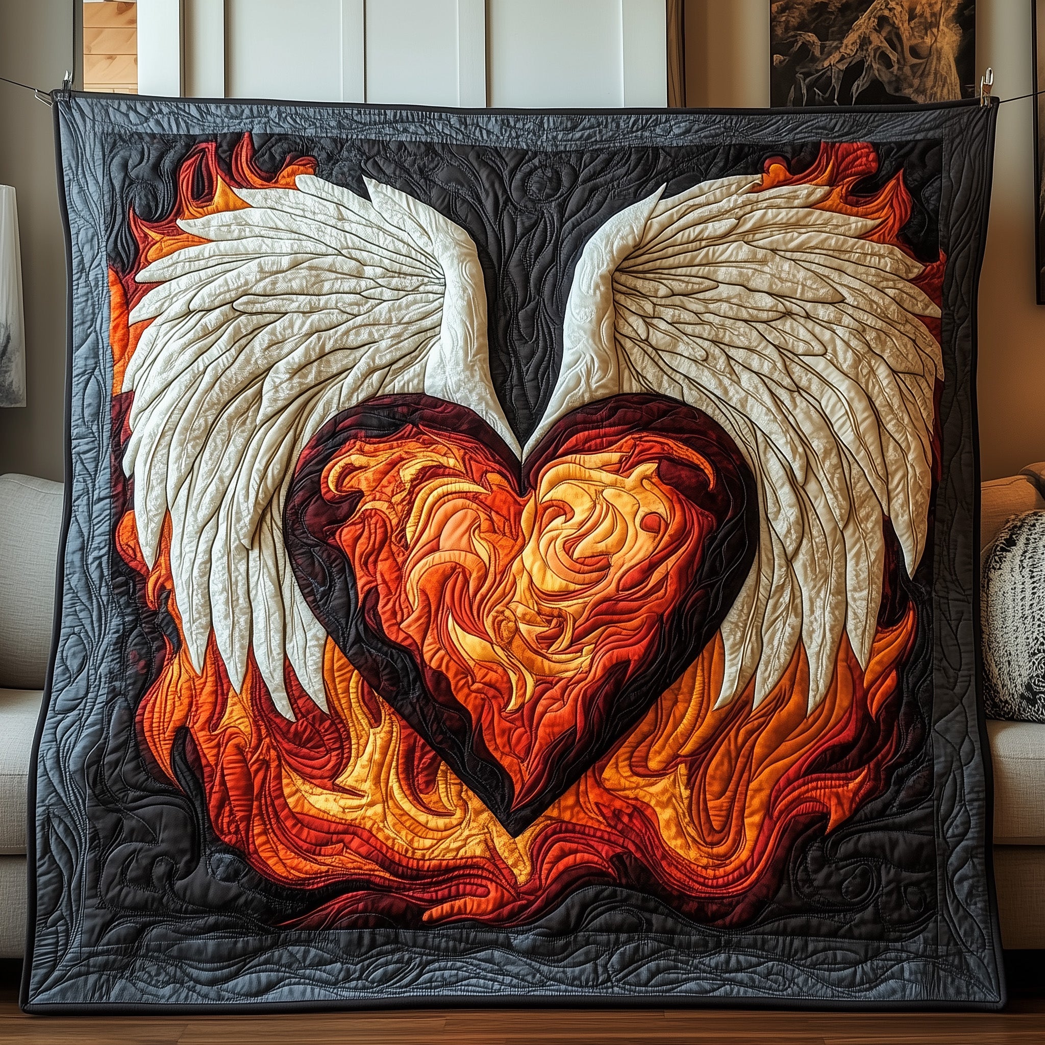 Gothic Heart Quilted Blanket Cute Bed BlanketChristmas Present For Inlaws