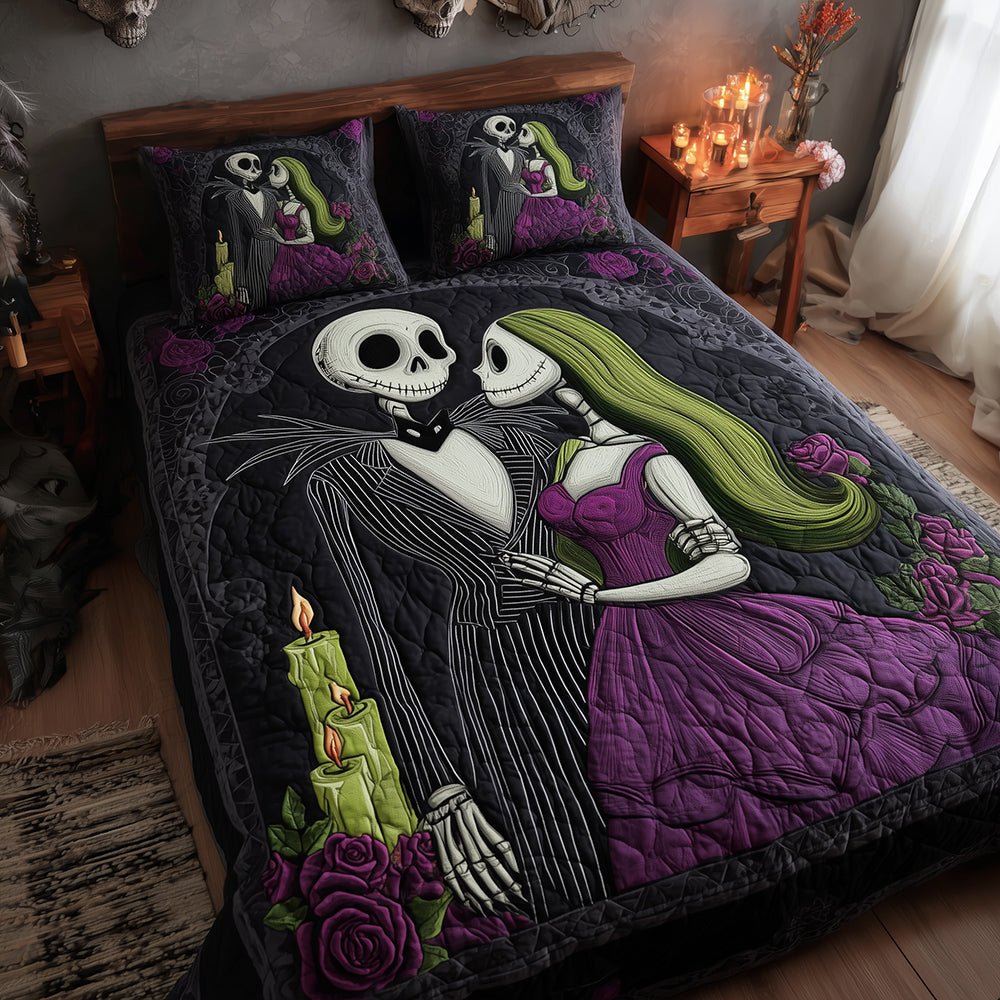 Gothic Love Quilted Bedding Set Halloween Sheet Set Gift For Family