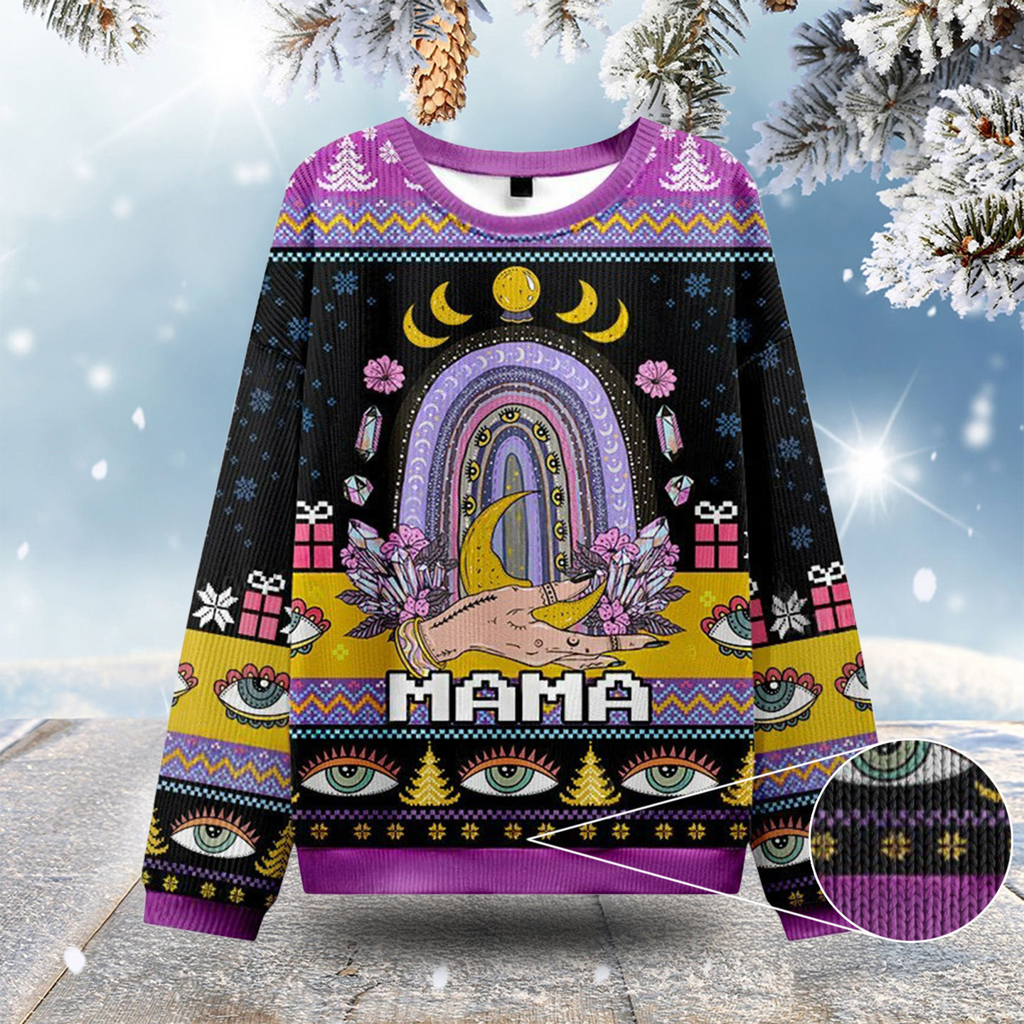 Gothic Mama Rainbow Ugly Christmas Sweatshirts Funny Xmas Sweaters Best Gifts For Mom