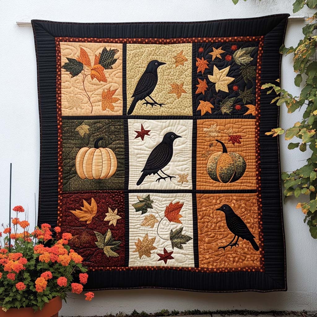 Gothic Raven Quilted Blanket Best Throw Blanket Unique Raven Gifts