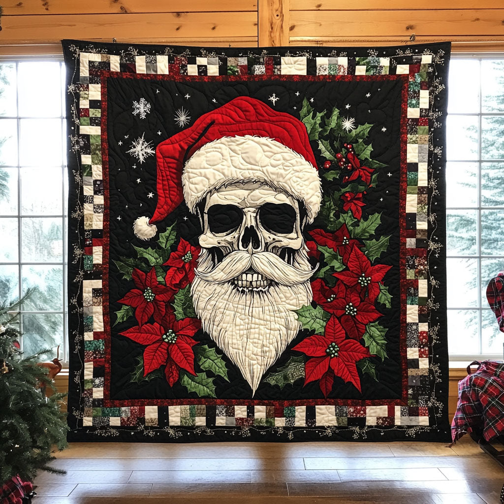 Gothic Santa Joy Quilt Luxury Quilt Blanket with Decorative Stitching