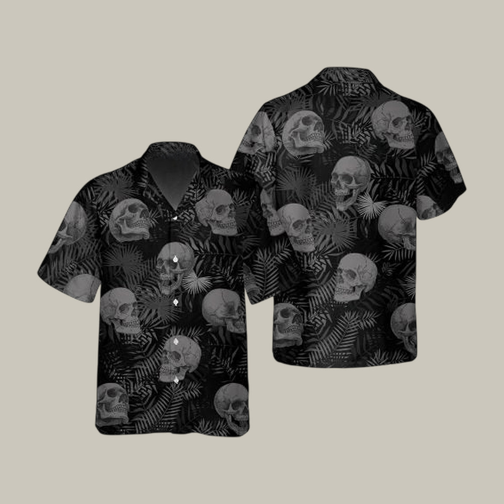 Gothic Skull Graphic Hawaiian Shirt Vintage Aloha Shirt Best Present For Husband Birthday