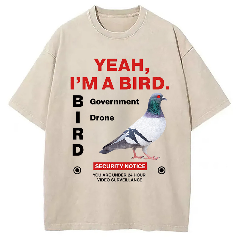 Government Funny Pigeo Washed T-Shirt Unisex Streetwear Graphic Style Gifts For Besties Government Funny Pigeo Washed T-Shirt Unisex Streetwear Graphic Style Gifts For Besties