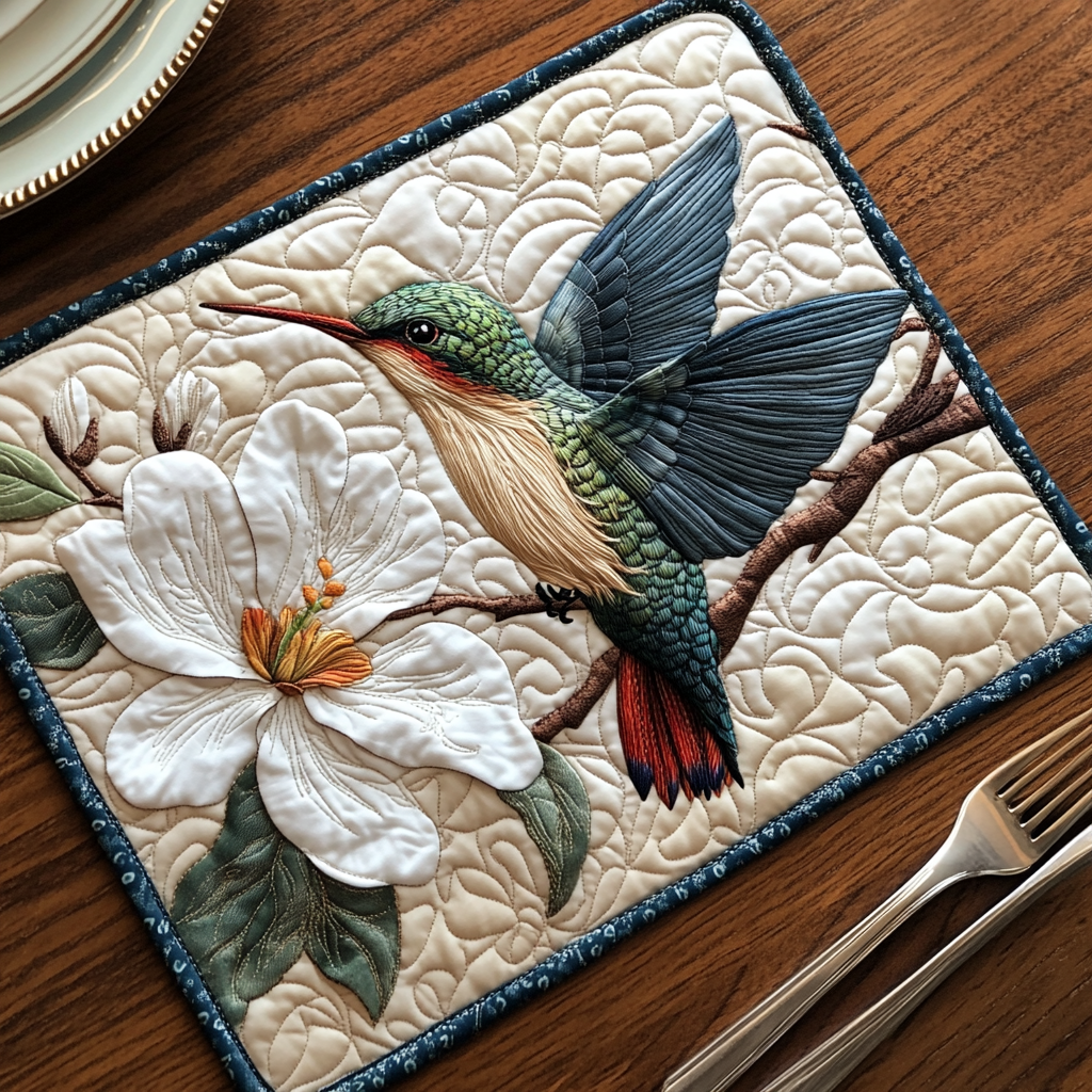 Grace in Motion Quilted Place Mat Christmas Home Dec Unique Hummingbird Gifts