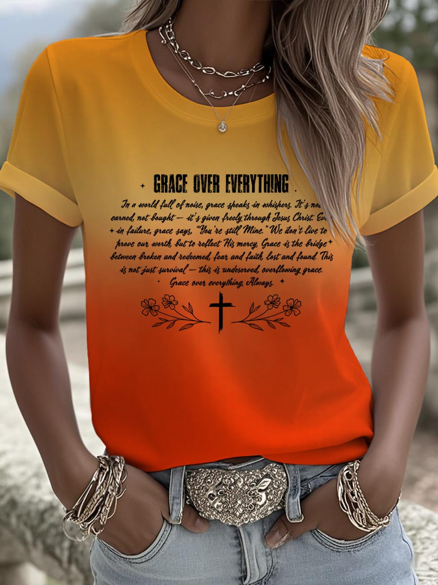 Grace Over Everything T-Shirt Faith Happy Thanksgiving Merch Gift Ideas For Her