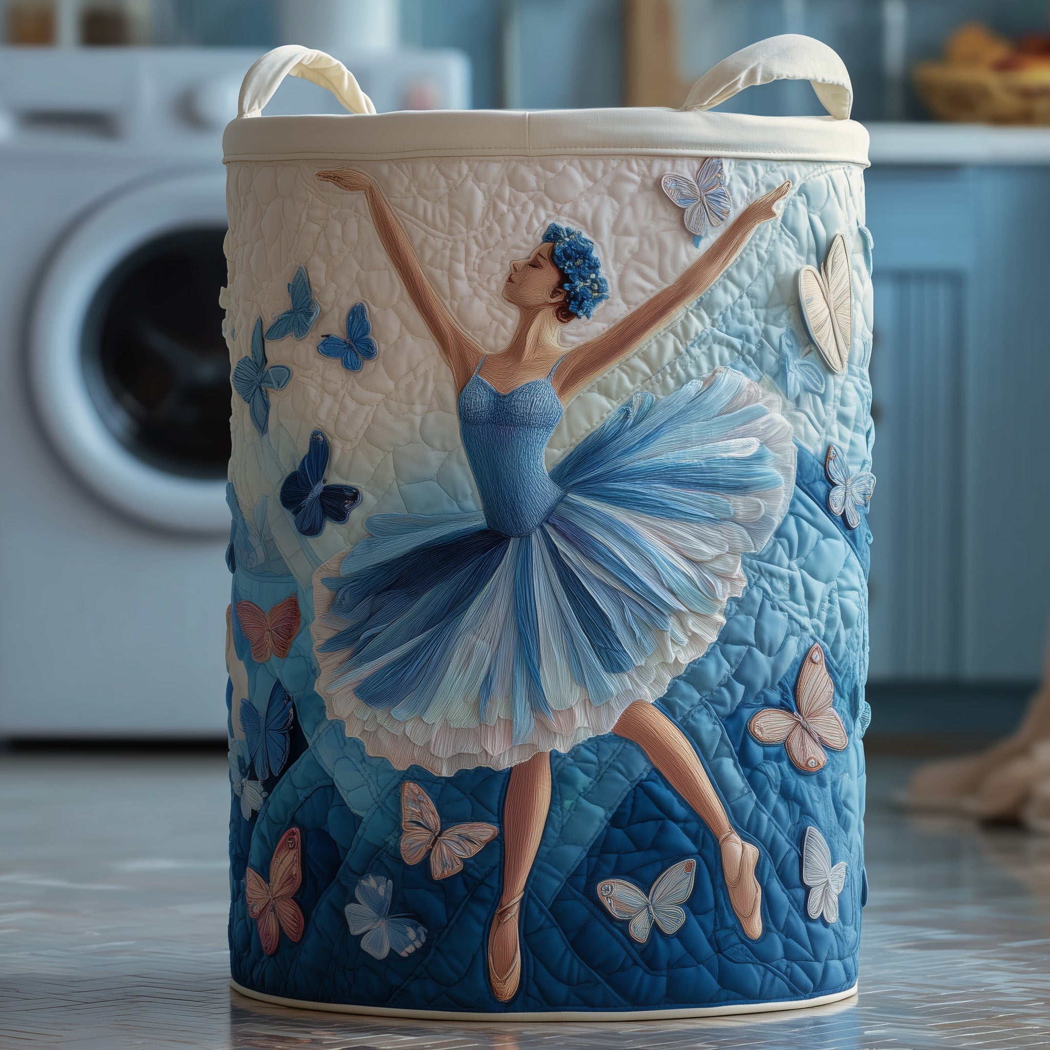 Graceful Ballerina Quilted Laundry Basket Must-Have Home Essential