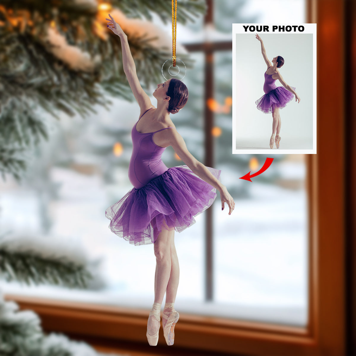 Graceful Bloom Personalized Photo Mica Ornament Christmas Gift For Sport Lovers Ballet