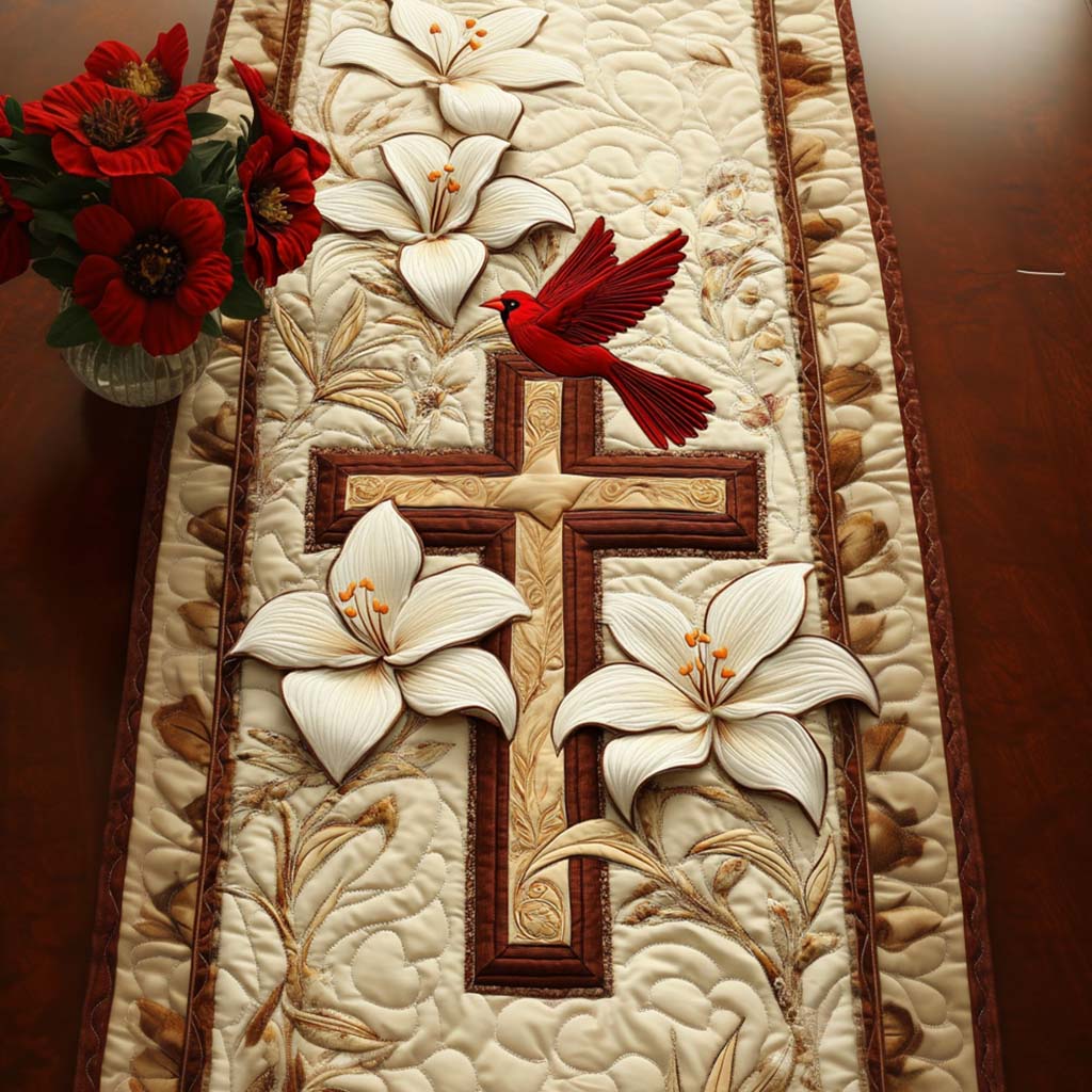 Graceful Bloom Quilted Table Runner Christmas Dinner Decorations Religious Christmas Gifts