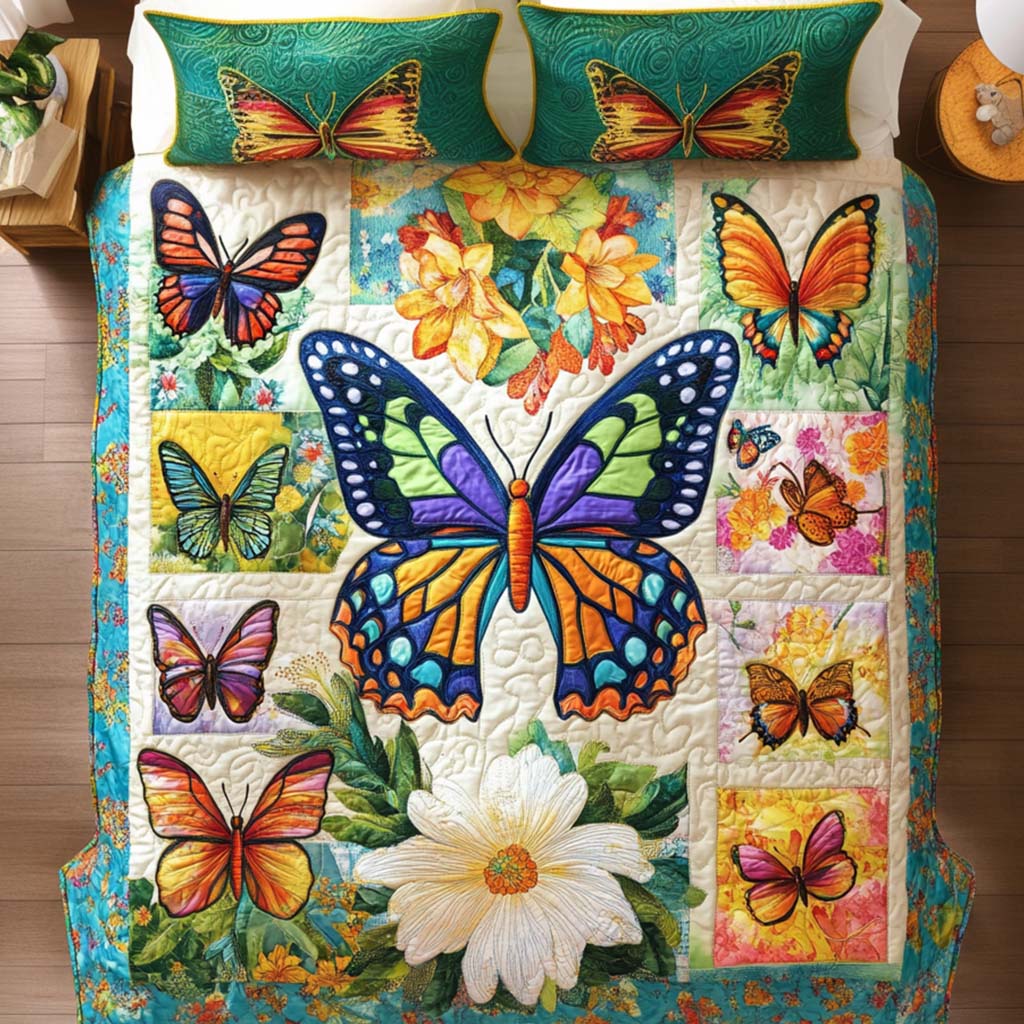 Graceful Butterfly Touch Quilted Bedding Set Cute Room Decor Awesome Butterfly Gifts