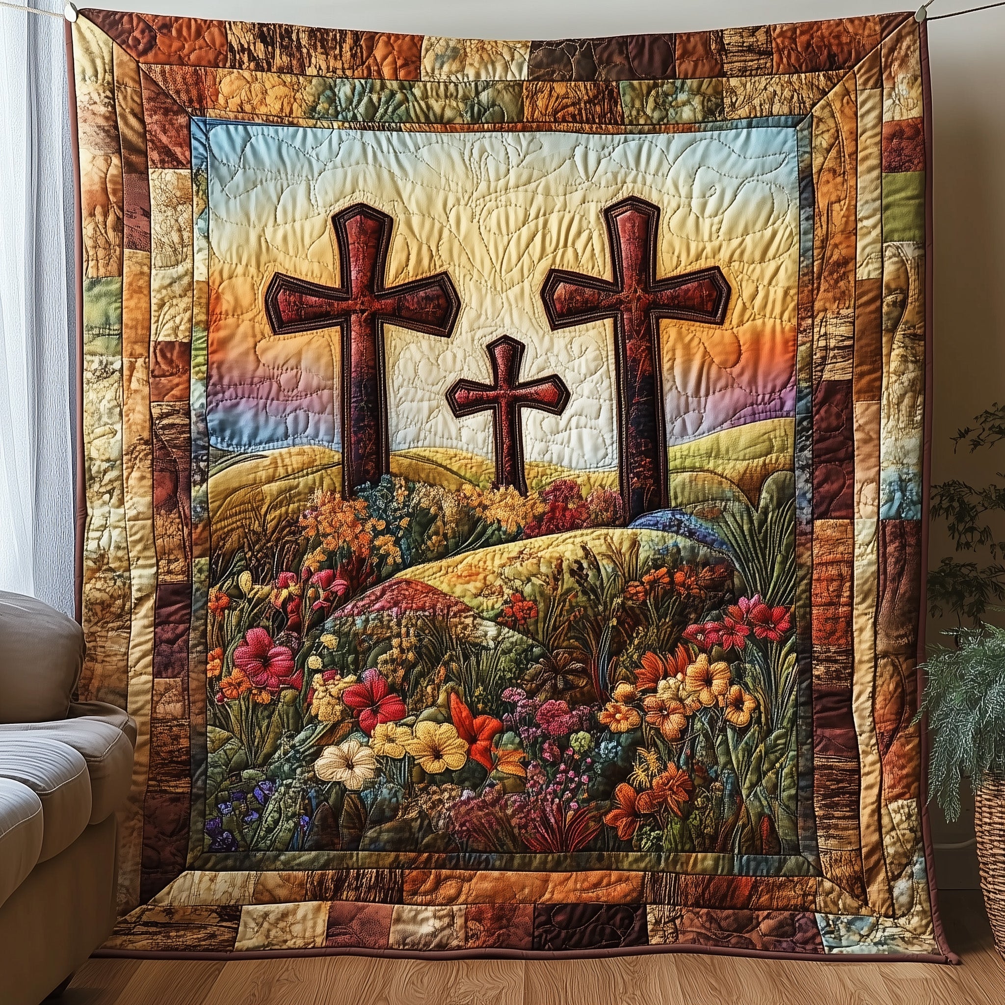 Graceful Cross Quilted Blanket Cute Bed BlanketGift Of Faith Christian Presents