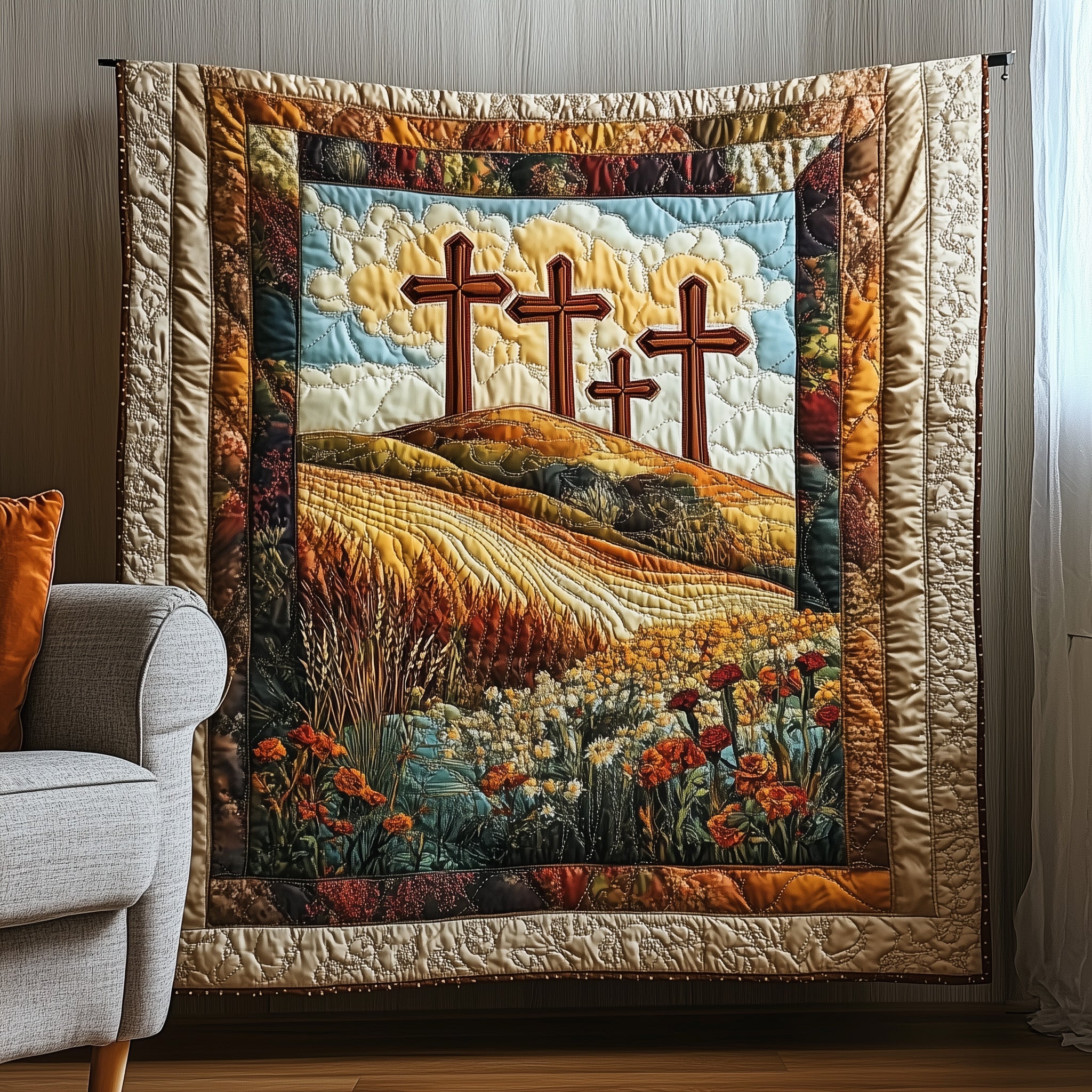 Graceful Cross Quilted Blanket Cute Bed BlanketJesus  Faith Based Gift Ideas