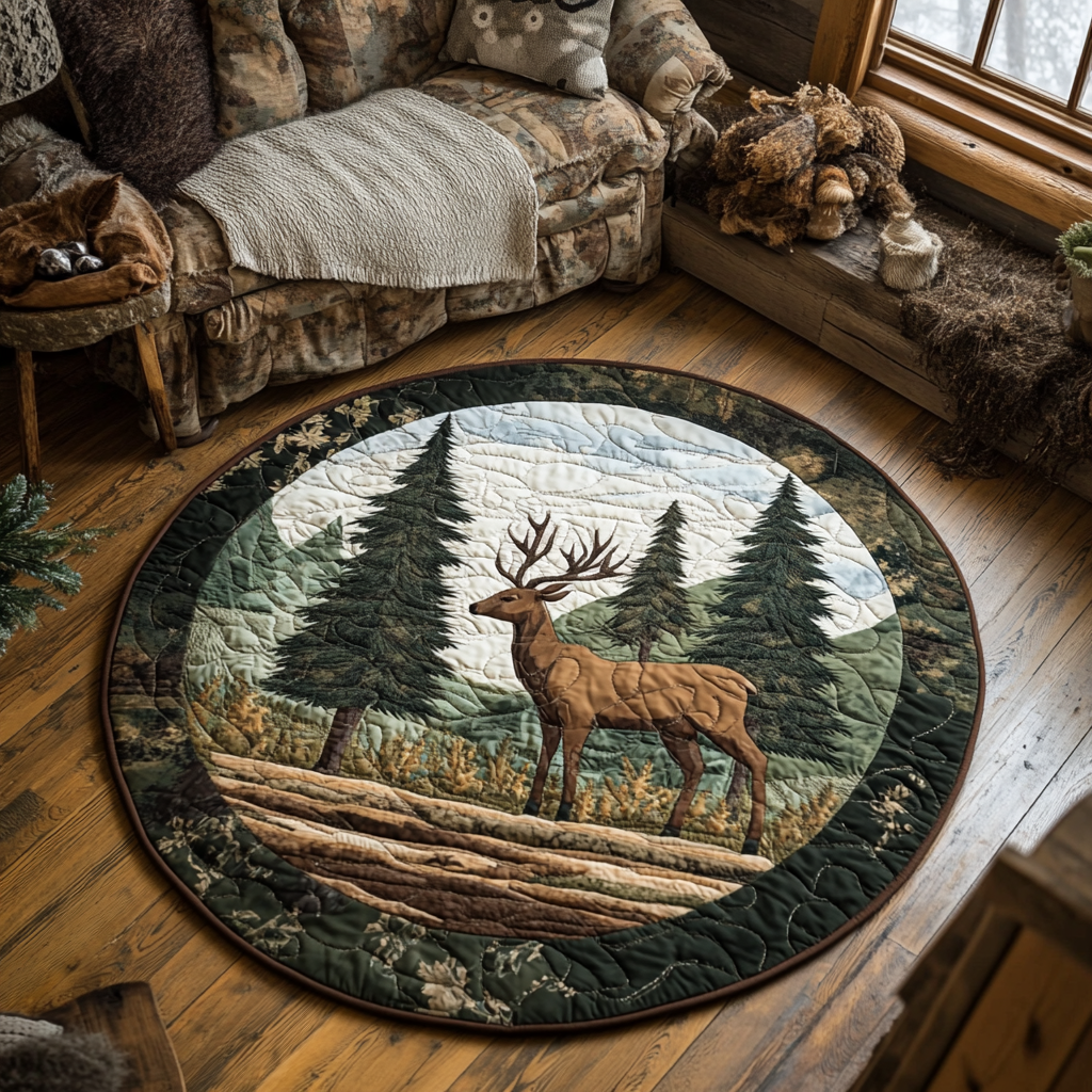 Graceful Deer Quilted Round Mat Christmas Decor For Entryway Christmas Gift Ideas For Nana