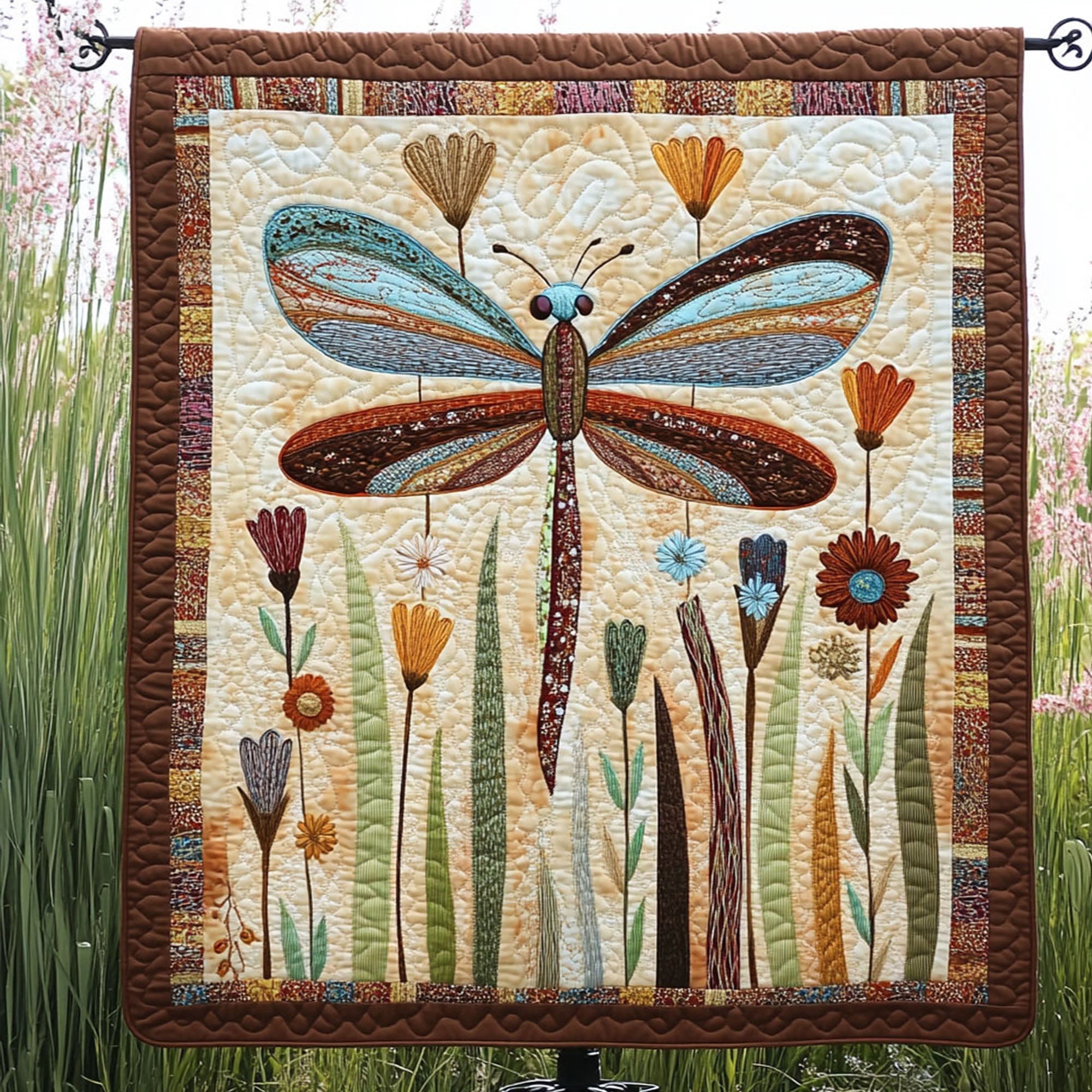 Graceful Flight Quilted Blanket Cute Throw Blanket Dragonfly Gifts For Women