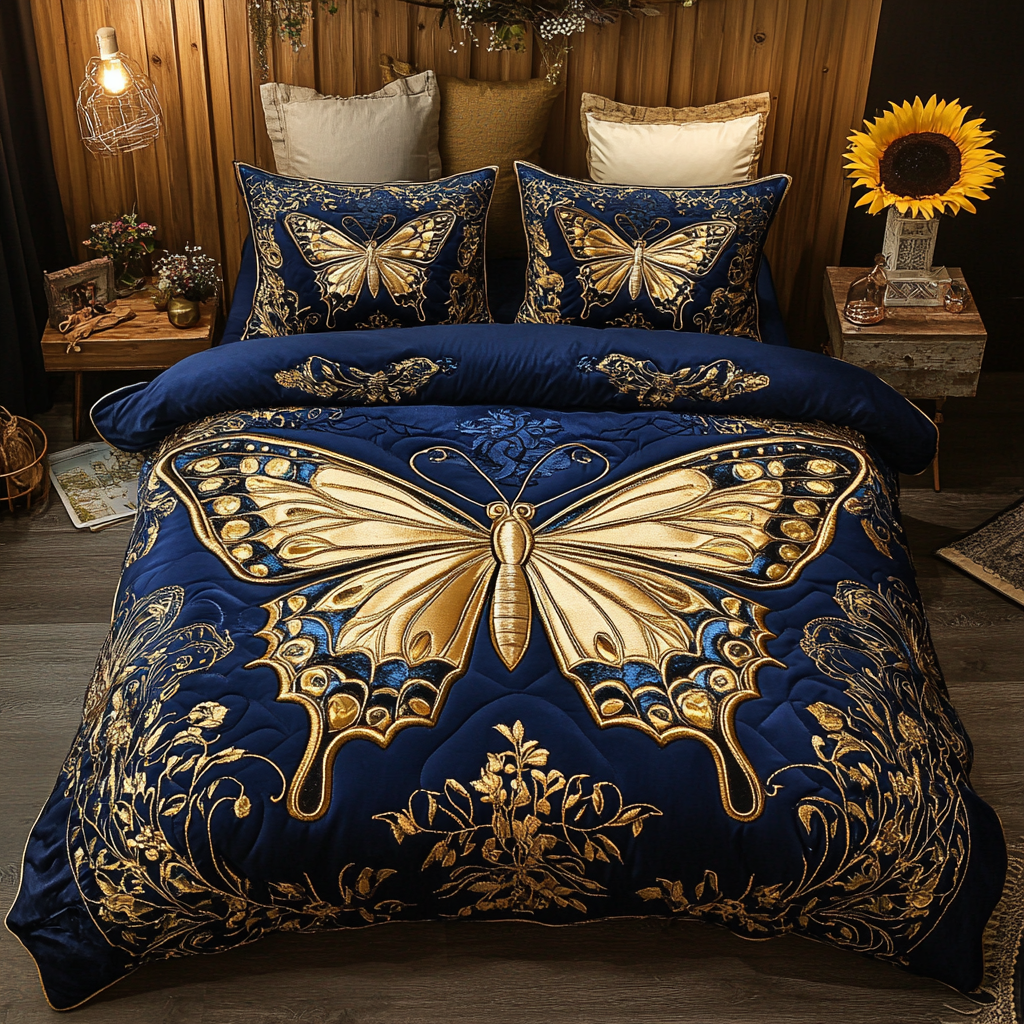Graceful Flutter Quilted Bedding Set Christmas Bedding Ideas Best Butterfly Presents For Women