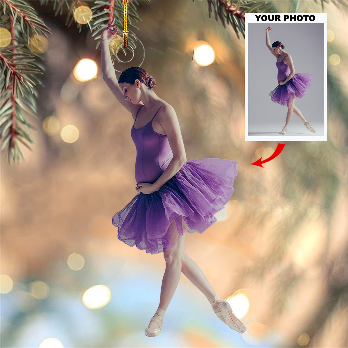 Graceful Glow Ballet Personalized Photo Mica Ornament Christmas Gift For Sport Lovers