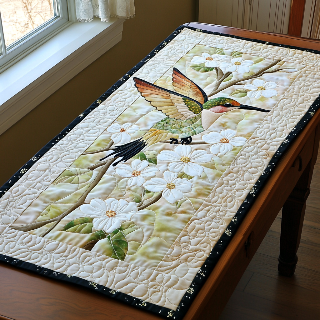 Graceful Hummingbird Quilted Table Runner Dining Room Table Decor Hummingbird Birthday Gift Ideas