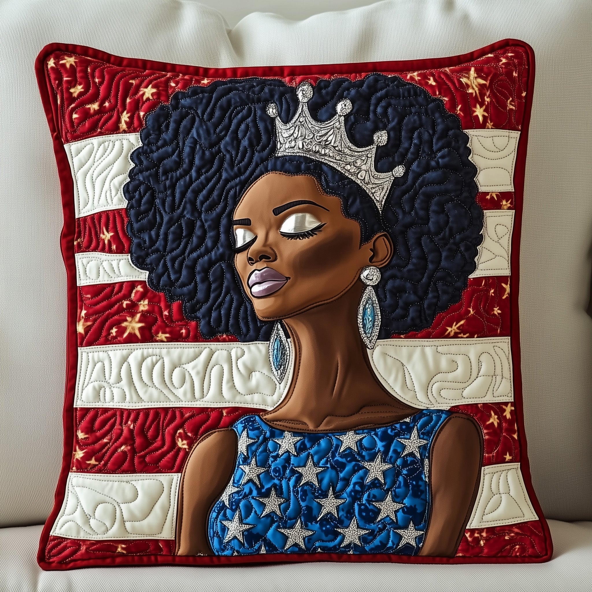 Graceful Liberty Quilted Pillow Case Pillow Protector CoverMelanin Black History Gifts For Ladies