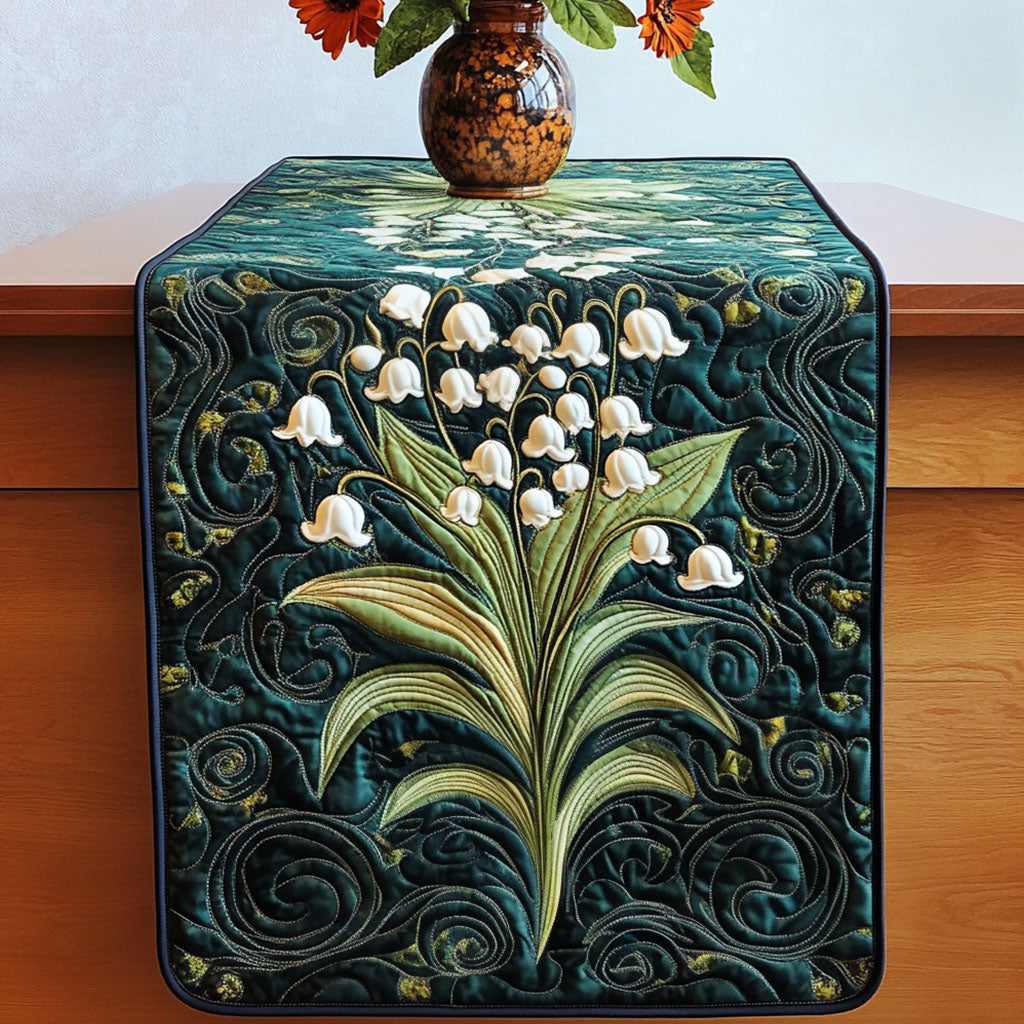 Graceful Lilies Quilted Table Runner Holiday Table Throw Christmas Gifts For Flower Lovers