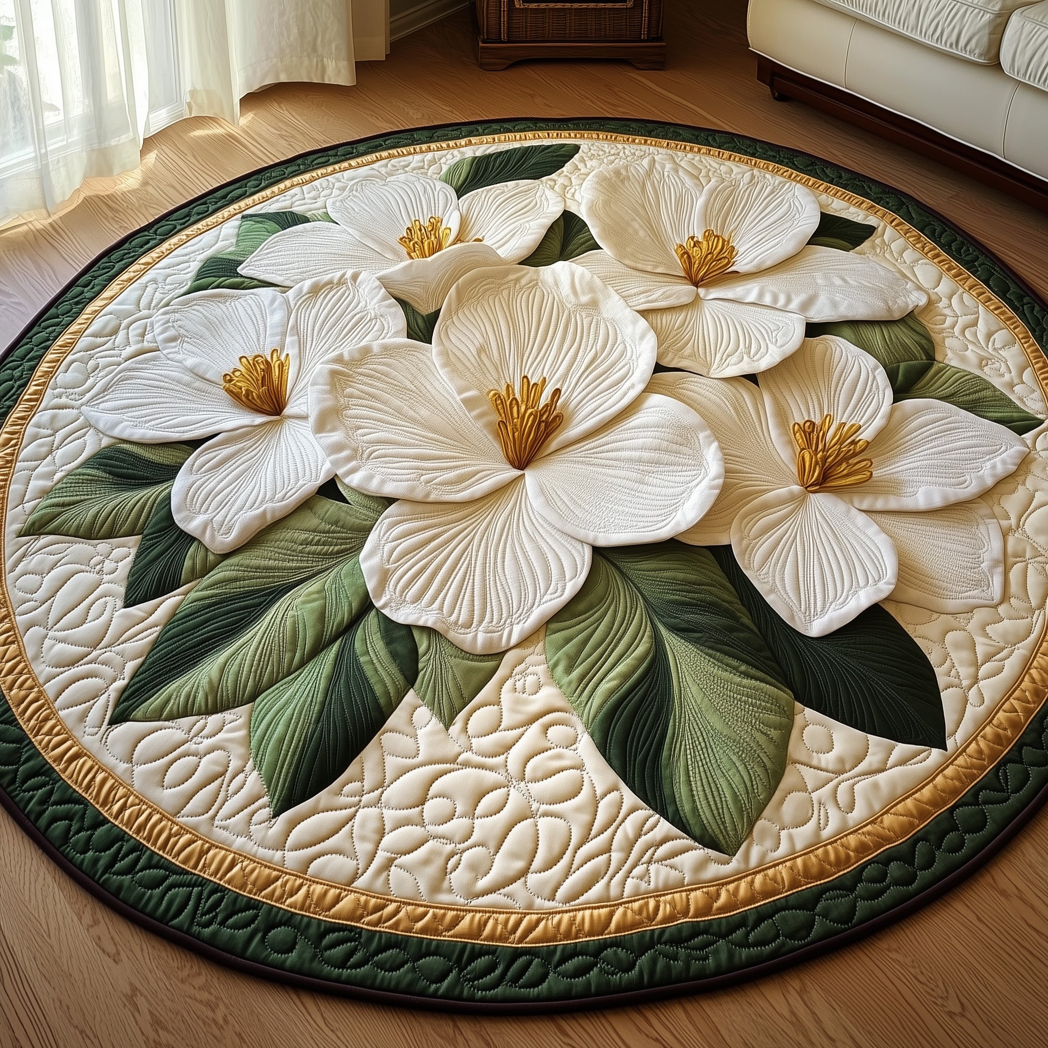 Graceful Magnolia Quilted Round Mat Gftotp5609 Gift For Boyfriend