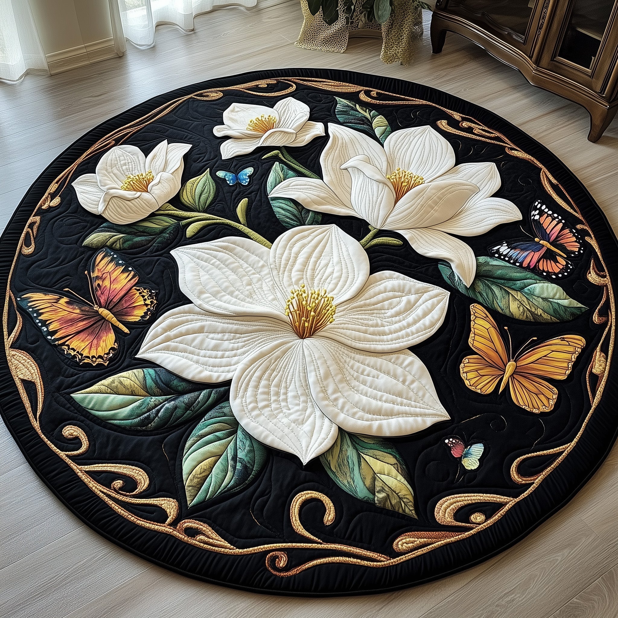 Graceful Magnolia Quilted Round Mat Gftotp5616 Gift For Kids