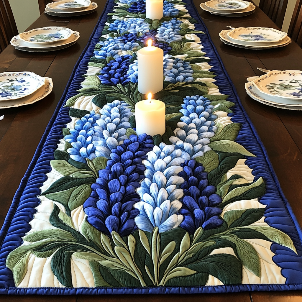 Graceful Petals Quilted Table Runner Holiday Table Runner Dad Birthday Gifts