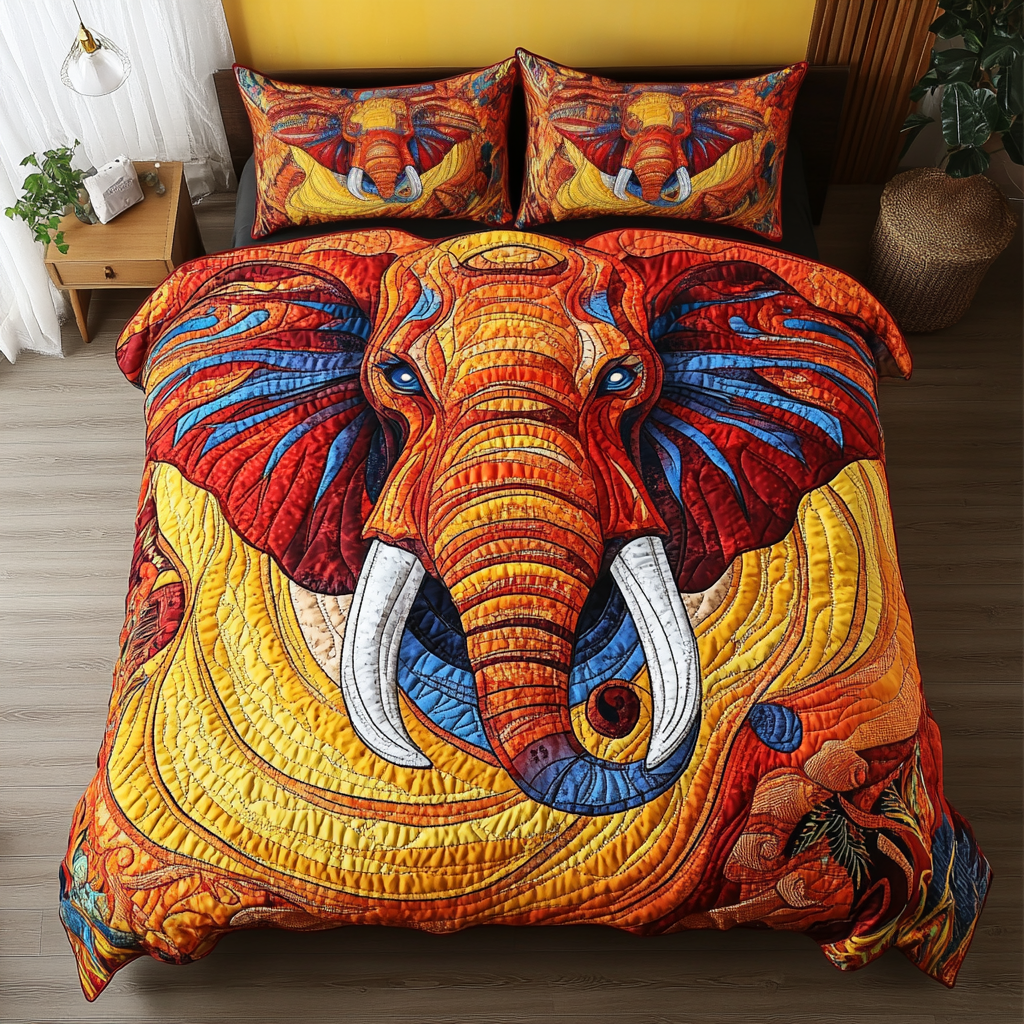 Graceful Roam Quilted Bedding Set Bedroom Decor Ideas Cute Elephant Presents