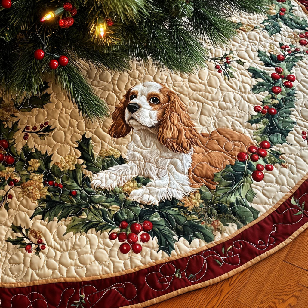 Graceful Spaniel Quilted Christmas Tree Skirt Christmas Tree Decor