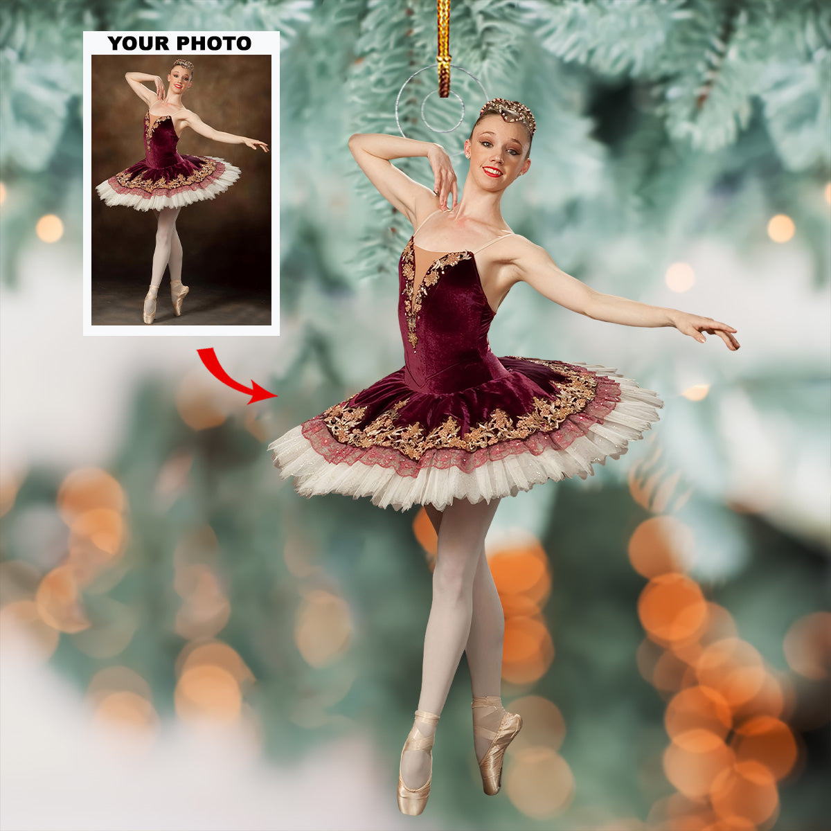 Graceful Spin Personalized Photo Mica Ornament Gift For Ballet Dancer Ballerinas Balle