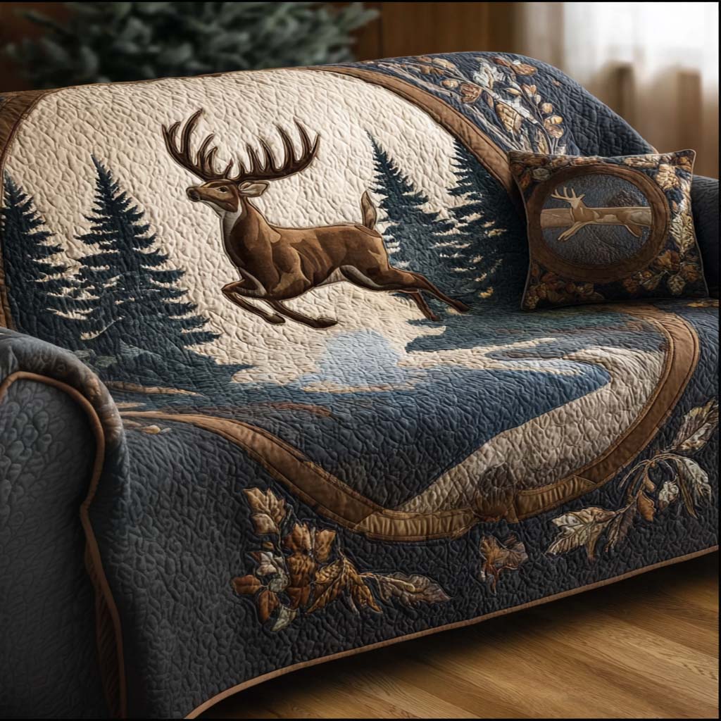 Graceful Stag Quilted Sofa Cover Living Room Decor Ideas Top Gifts For Deer Hunters