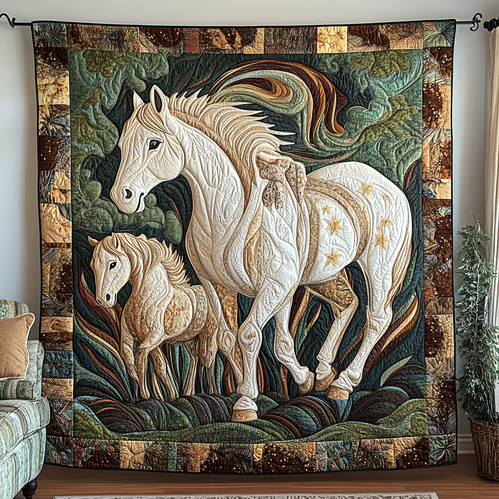 Graceful Stride Quilted Blanket Bed Christmas Decor Horse Themed Gifts For Adults