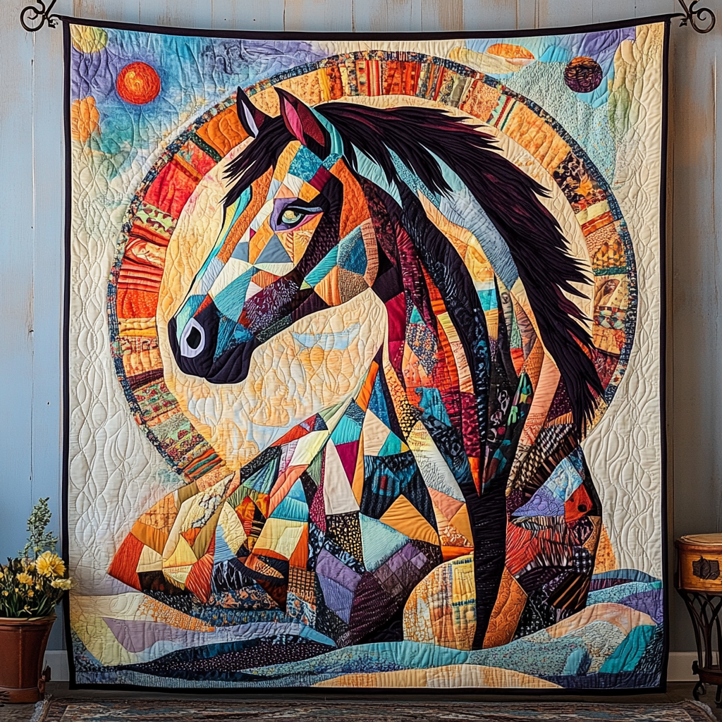 Graceful Stride Quilted Blanket Christmas Bedroom Decor Gifts For Horsey Ladies