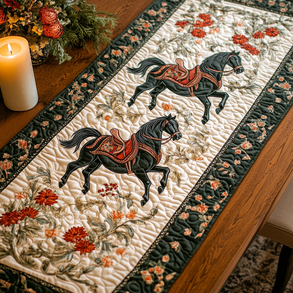 Graceful Trot Quilted Table Runner Holiday Table Runners Horse Related Presents