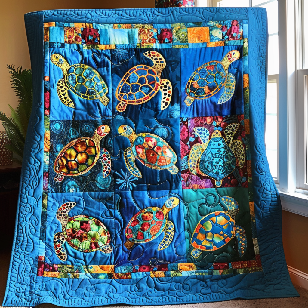 Graceful Turtles Quilted Blanket Gifts For A Turtle Lover