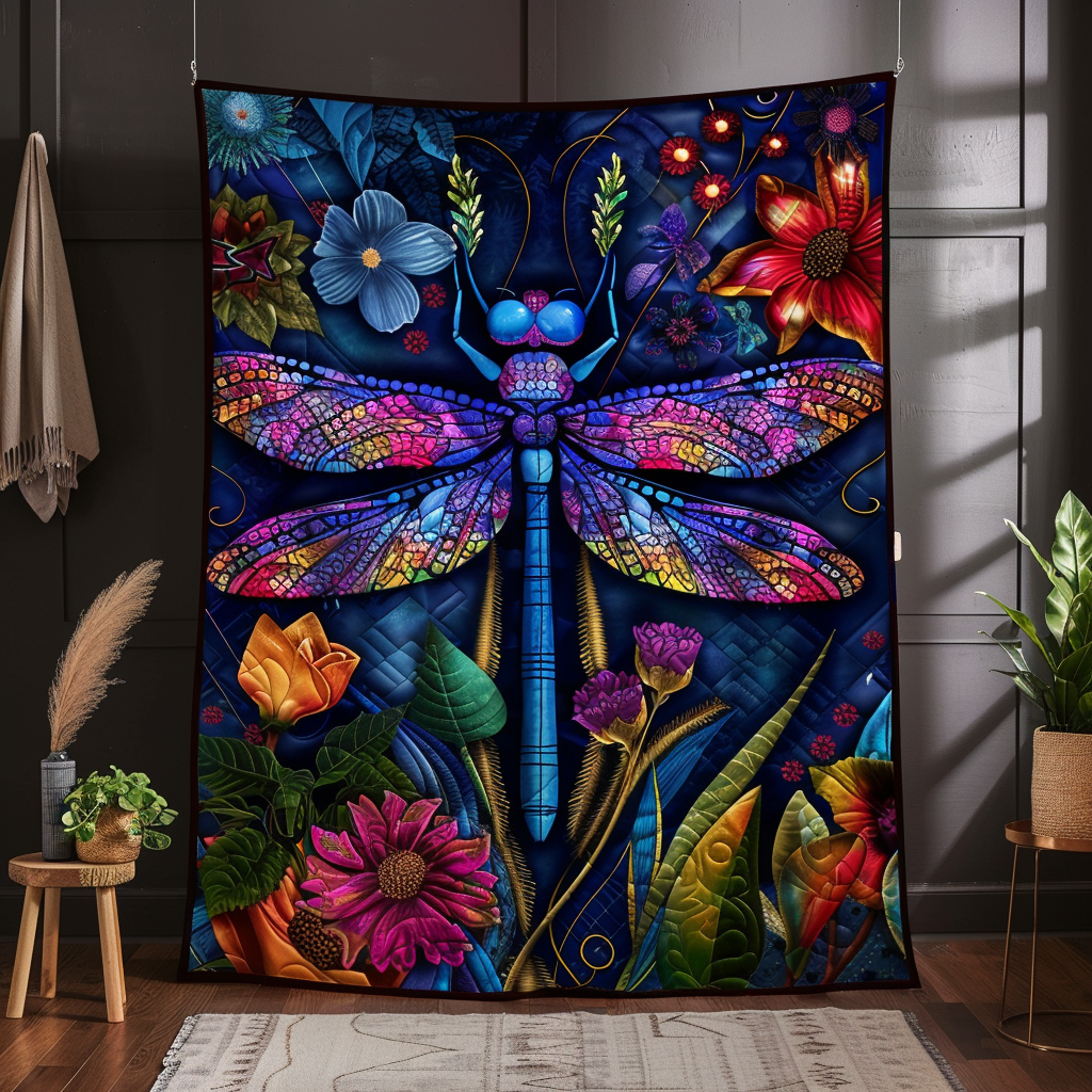 Graceful Wind Song Dragonfly Quilted Blanket Cute Heated Blanket