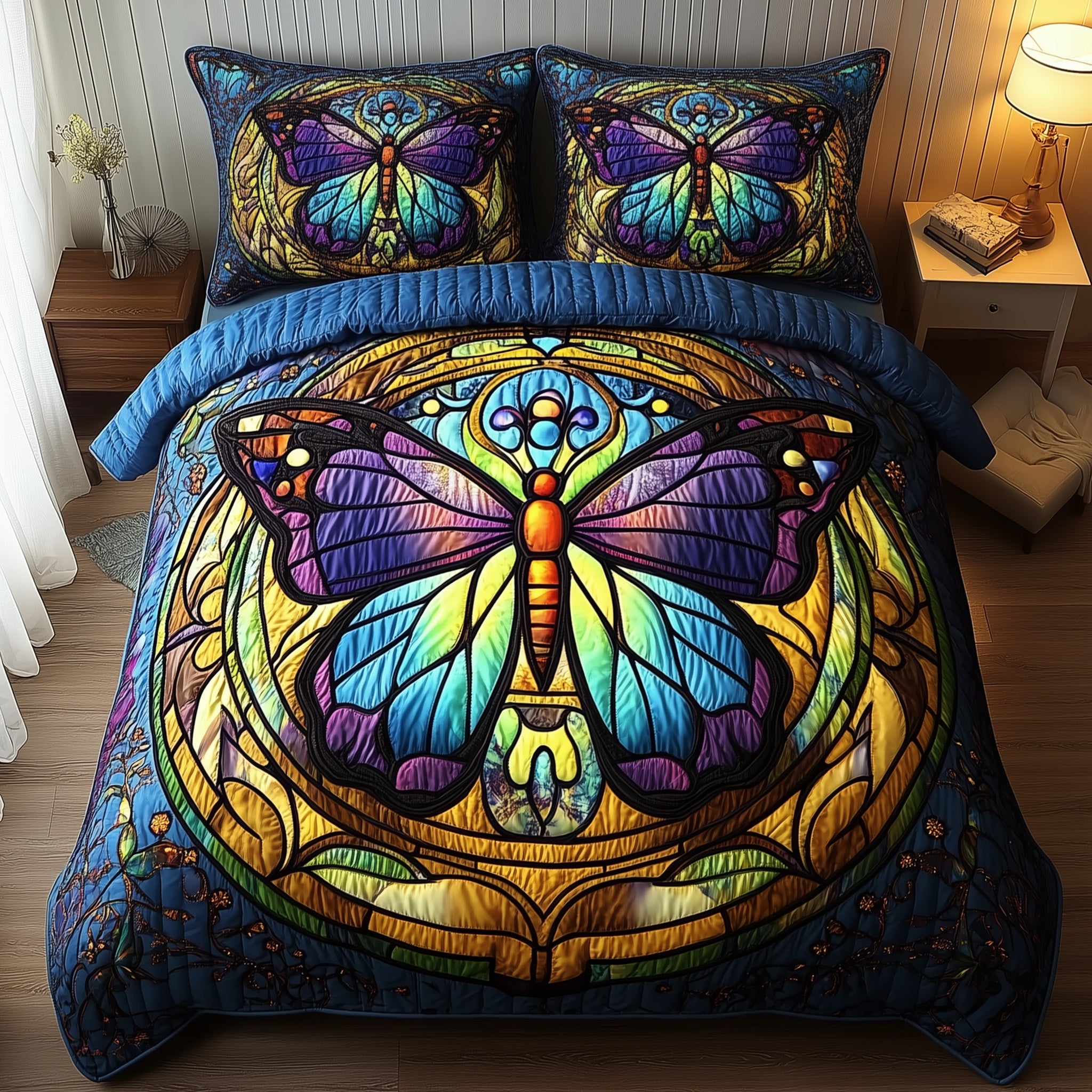 Graceful Wings Quilted Bedding Set Duvet Cover Bedspread Butterfly Lovers Gifts Shop