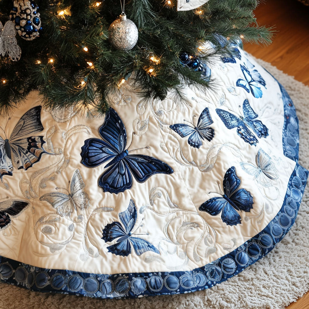 Graceful Wings Quilted Christmas Tree Skirt Winter Holiday Decor