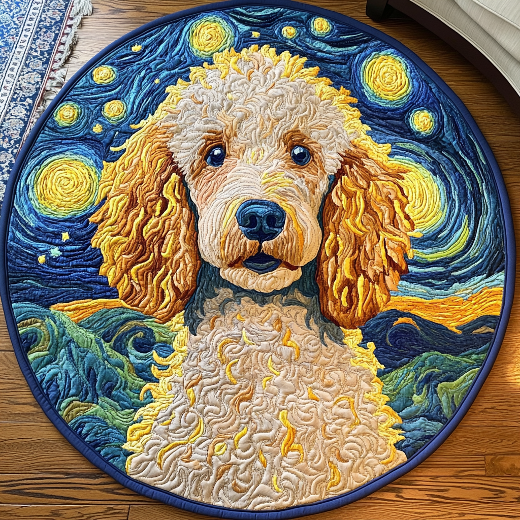 Graceful Woof Quilted Round Mat Door Entrance Decor Doggy Gifts For Humans