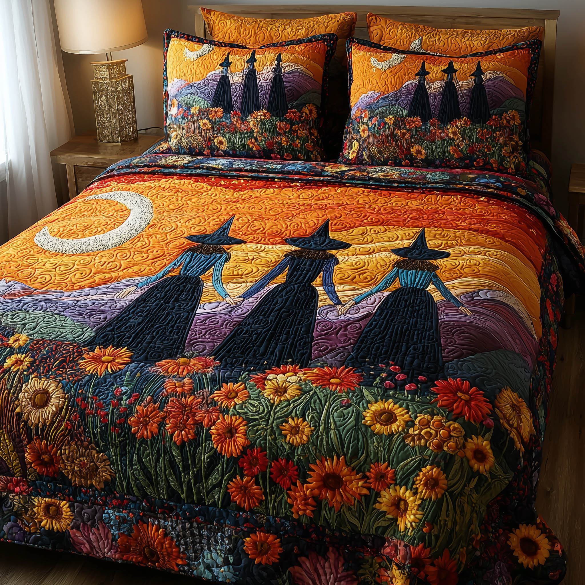 Gracefully Witchy Quilted Bedding Set Birthday Gift