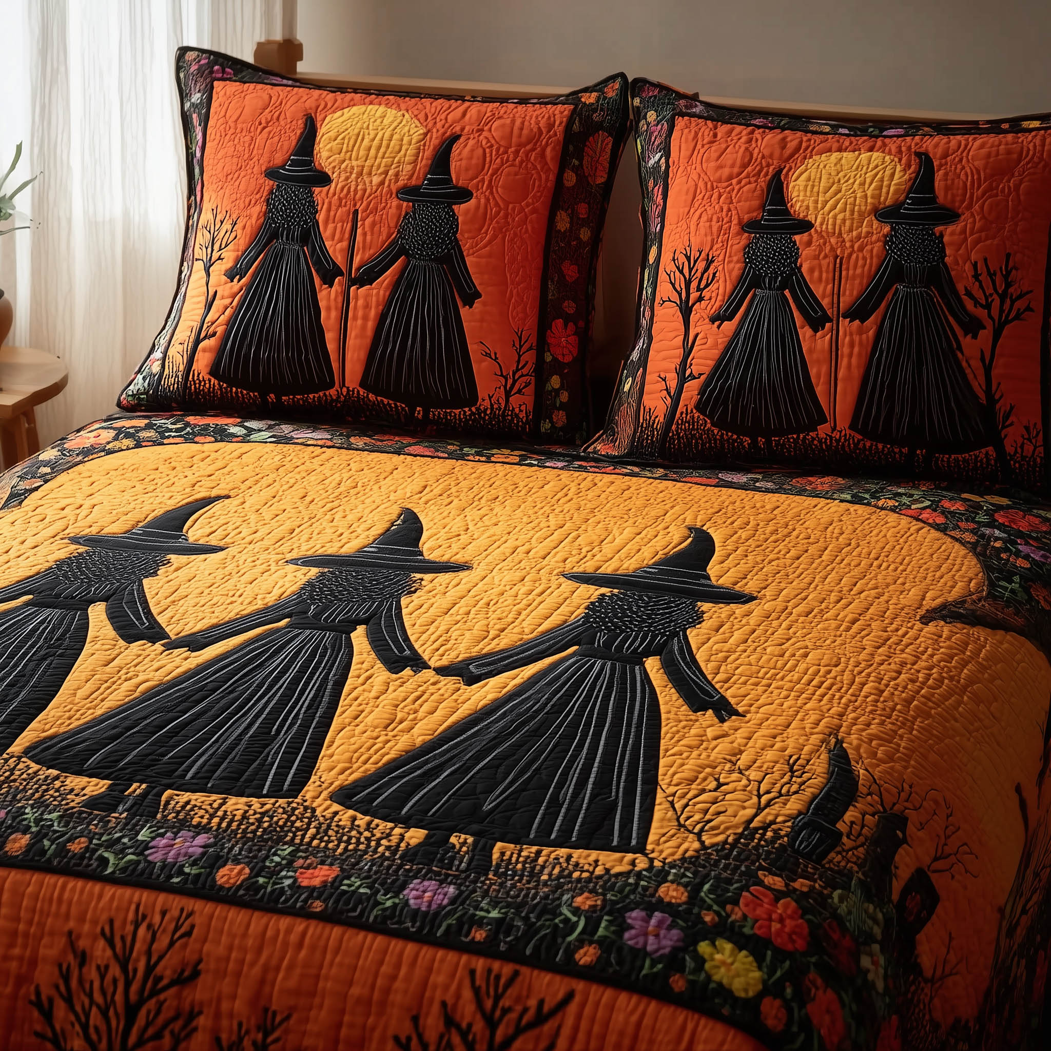 Gracefully Witchy Quilted Bedding Set Cotton Sateen